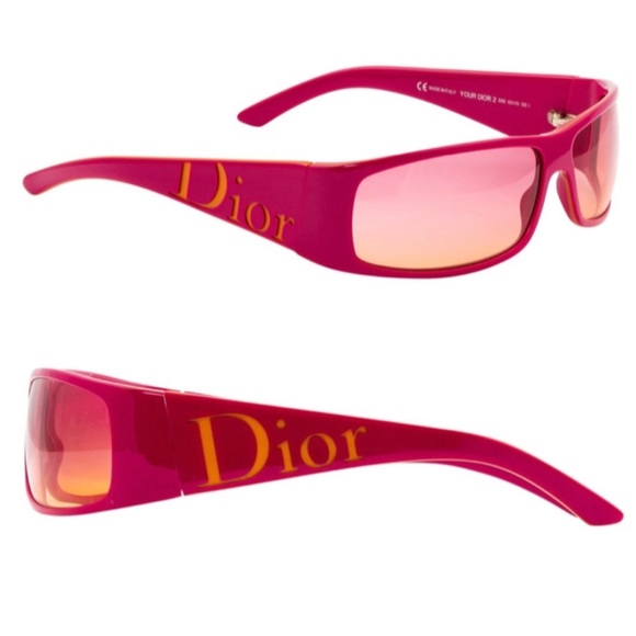 Vintage John Galliano for Christian Dior Your Dior 1 Pink Orange Logo Sunglasses - Picture 1 of 16
